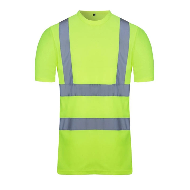 Hi Vis T Shirt Reflective Safety Lime Orange Short Sleeve High Visibility O-Neck Shirt Two Tone Workwear Shirt