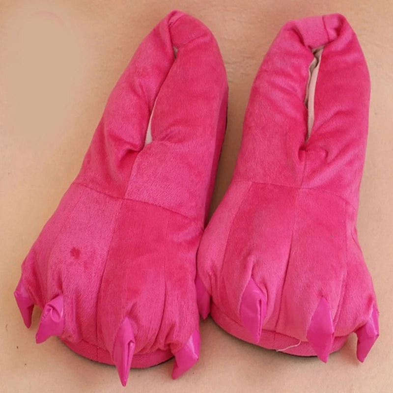 2025 Winter Warm Soft Indoor Floor Slippers Women Men Shoes Paw Funny Animal Christmas Monster Dinosaur Claw Plush Home