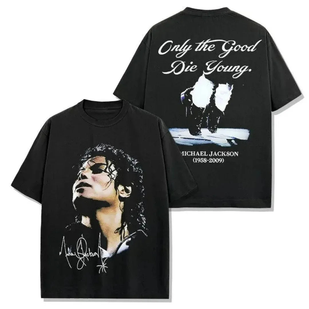 Hot Salute To Michael Jackson MJ Graphic Print T-Shirt Women Men O-neck Cotton Casual Oversized Top Streetwear Summer New Tee