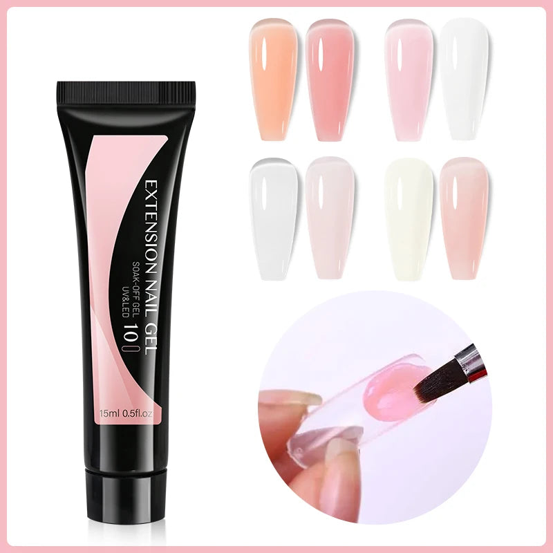 Arte Clavo 2pcs/Set 15ml Jelly Nail Extension Gel Pink White Clear Quick Building UV LED Gel Nails Finger Extensions Nail Art