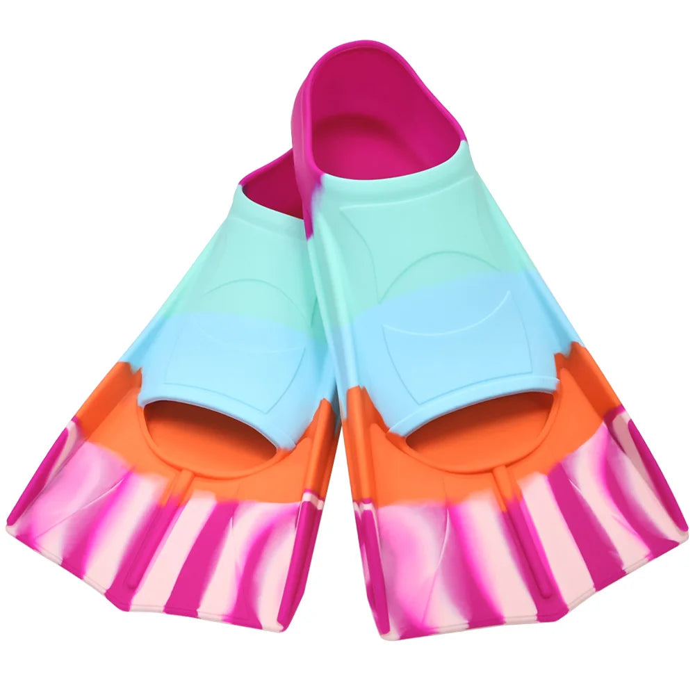 Silicone Fins Swim Training Snorkel Short Diving Flippers Frog Shoes Men Women Professional Breaststroke Freesnorkel Swimming