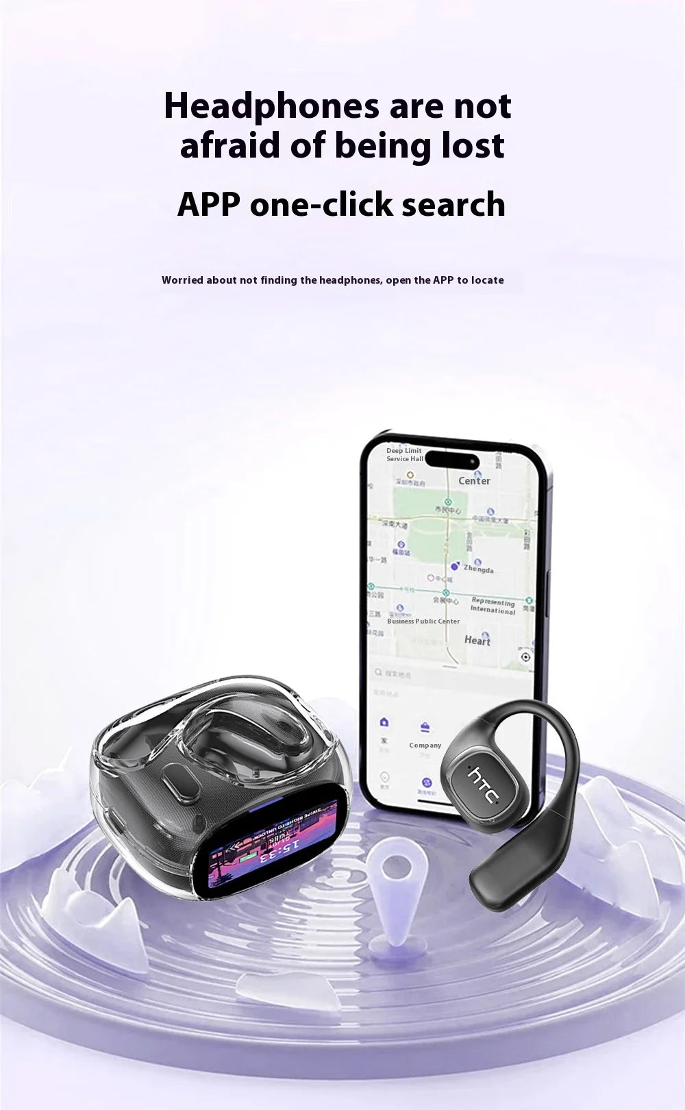 HTC AI Translation Earphones Microsoft Model High Definition Screen 48H long Battery Endurance Wireless Bluetooth Office Gift