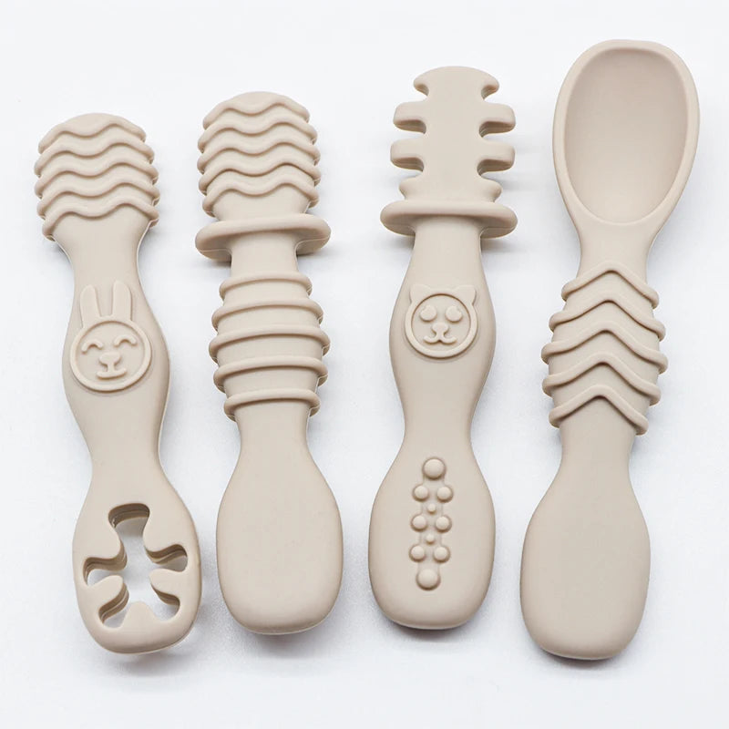 Baby Silicone Training Spoons Set of 4 – Easy-Grip Soft Feeding Spoons for 6+ Months