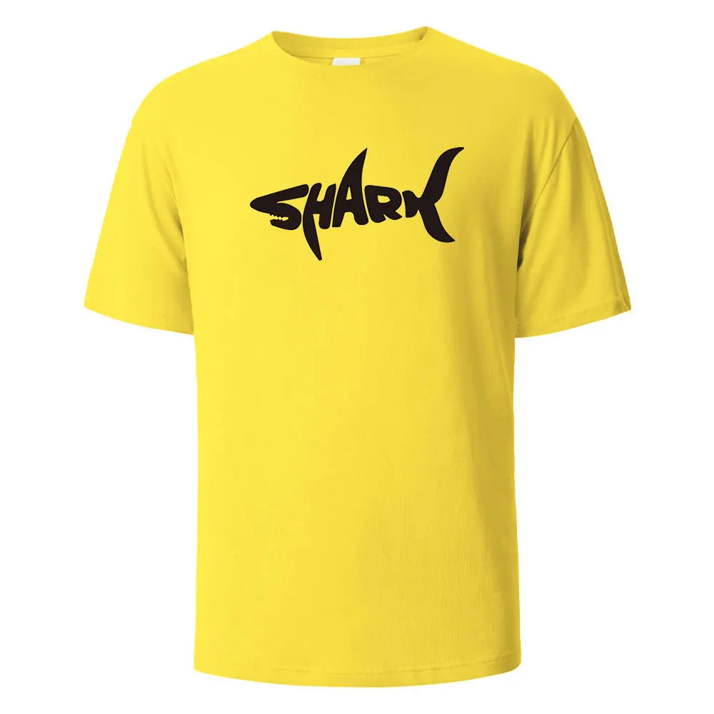 Shark Print T-Shirt 100% Cotton Summer Tees For Men Women Oversize Casual Tops