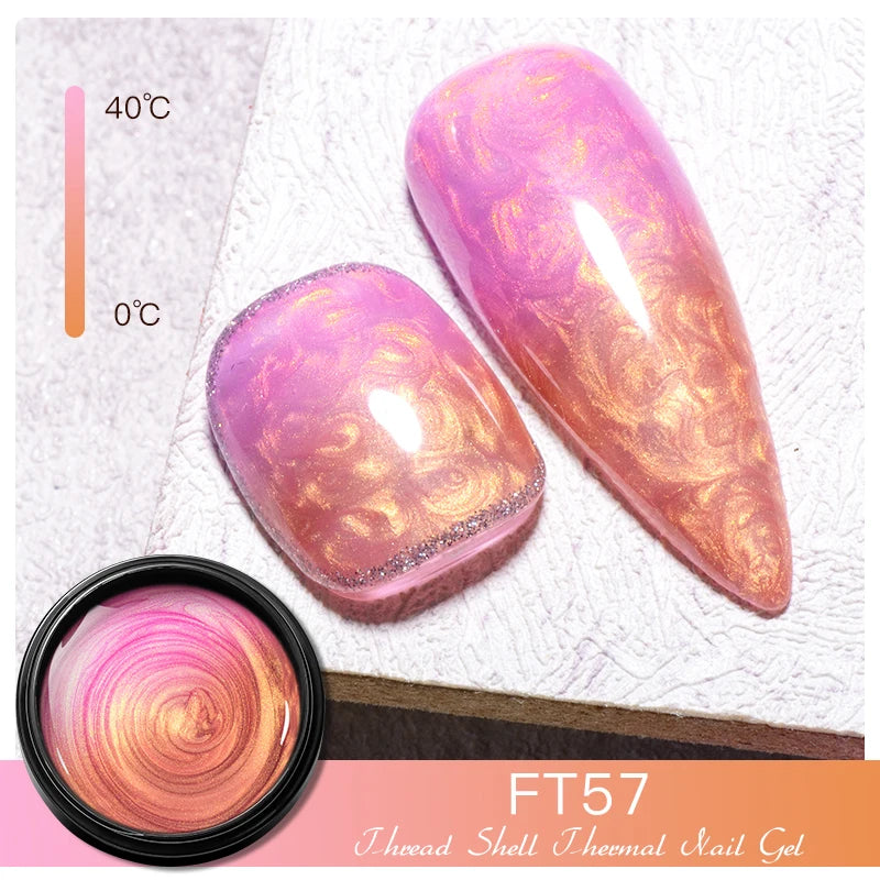 MEET ACROSS 8ml Pearl Shell Thread Gel Nail Polish 3D Semi Permanent Soak Off UV Gel Nail Art Varnish For Nails Manicure DIY