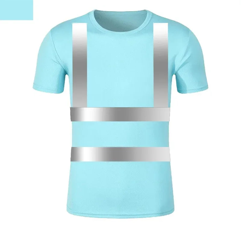 Reflective T-shirt Outdoor Fluorescent High Visibility Safety Work Shirt BreathableT Shirt Vest Quick Dry Sports Night Walking