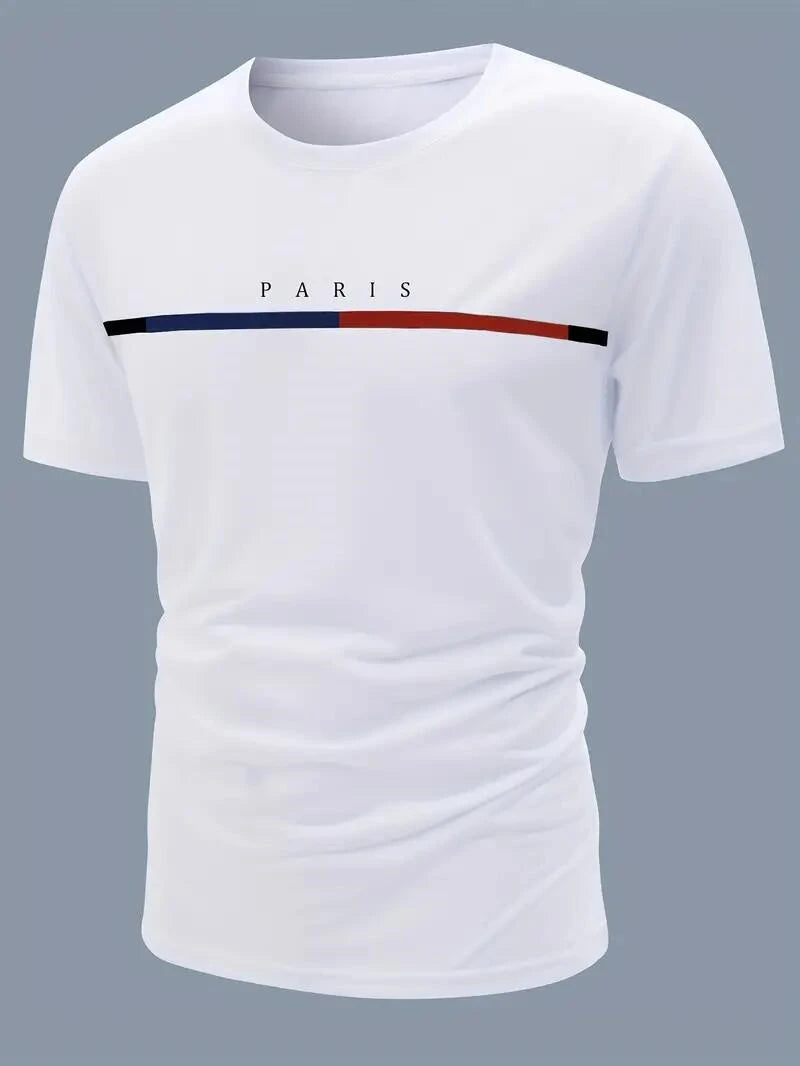 Men's Stripe Letters Graphic T-Shirt | Streetwear Oversized Hip Hop Tee