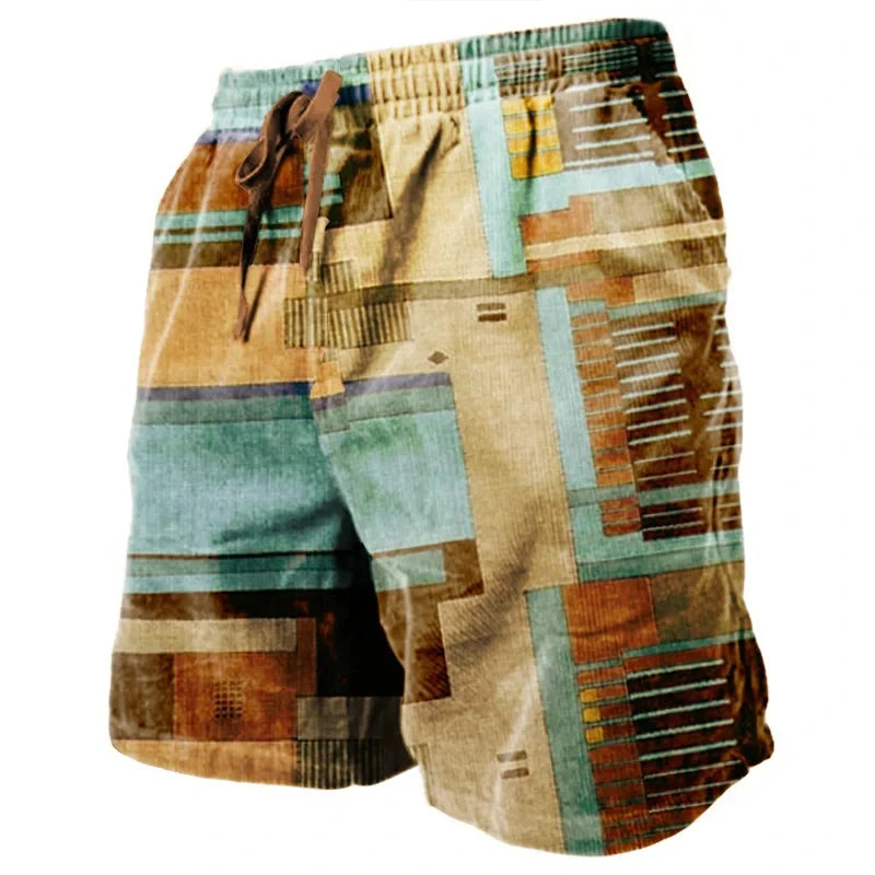 Men's Vintage Beach Shorts Classic Compass 3D Printed Street Hip Hop Men Women Short Pants Breathable Daily Holiday Ice Shorts