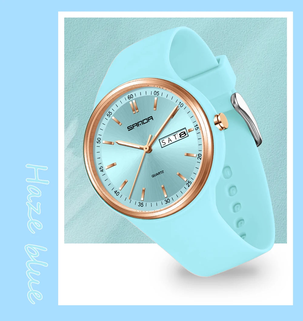 SANDA Top 6213 Male and Female Student Watches Casual Simple Dual Calendar Fashion Male and Female Student Quartz Watches 2025