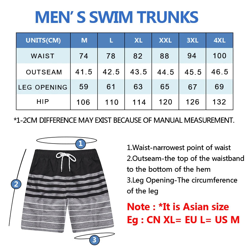 DATIFER Men's Beach Print Shorts – Summer Surfing Swimwear