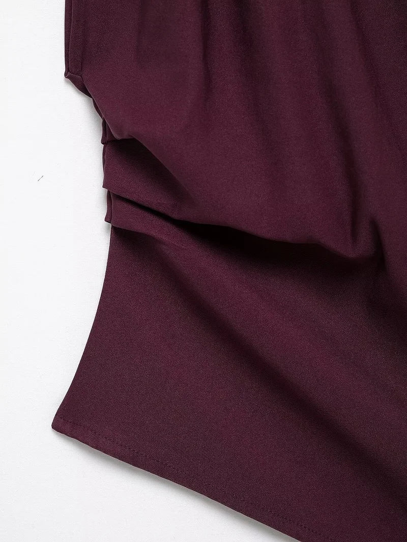 MUJER Asymmetric Tank Top Female Ruched Sleeveless Tops for Women High Neck Strapless Top Women Fashion Aesthetic Tops Woman