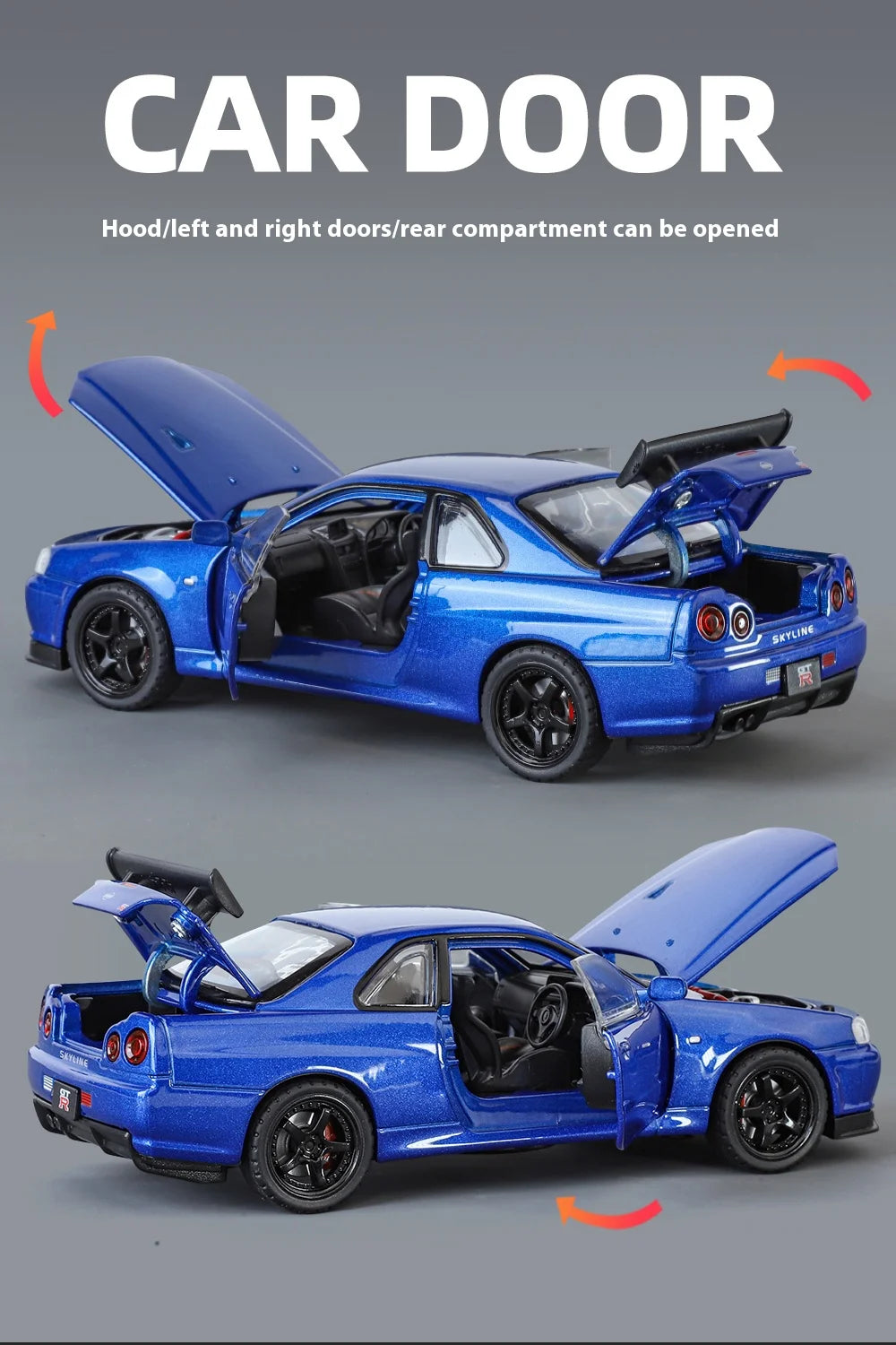 1:32 Nissan GTR R34 Skyline Street Car Version Supercar Diecast Model Car Alloy Metal Car Accessories Ornament Automobile Gifts