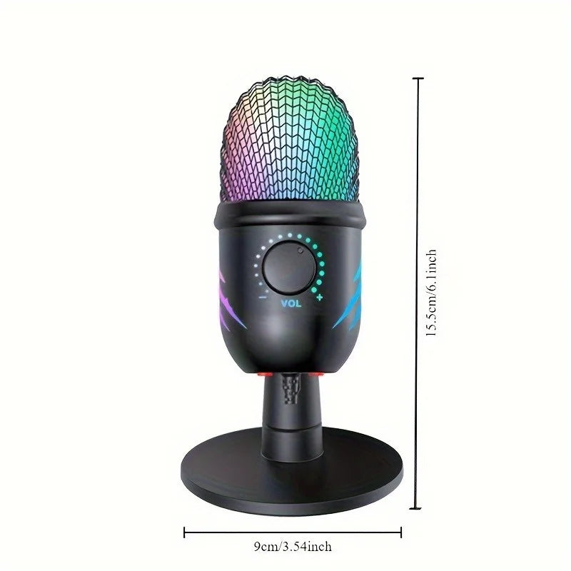 USB Microphone for Live Streaming And Karaoke V5 Noise Cancelling Gaming Condenser Microphone with Mobile Phone Stand