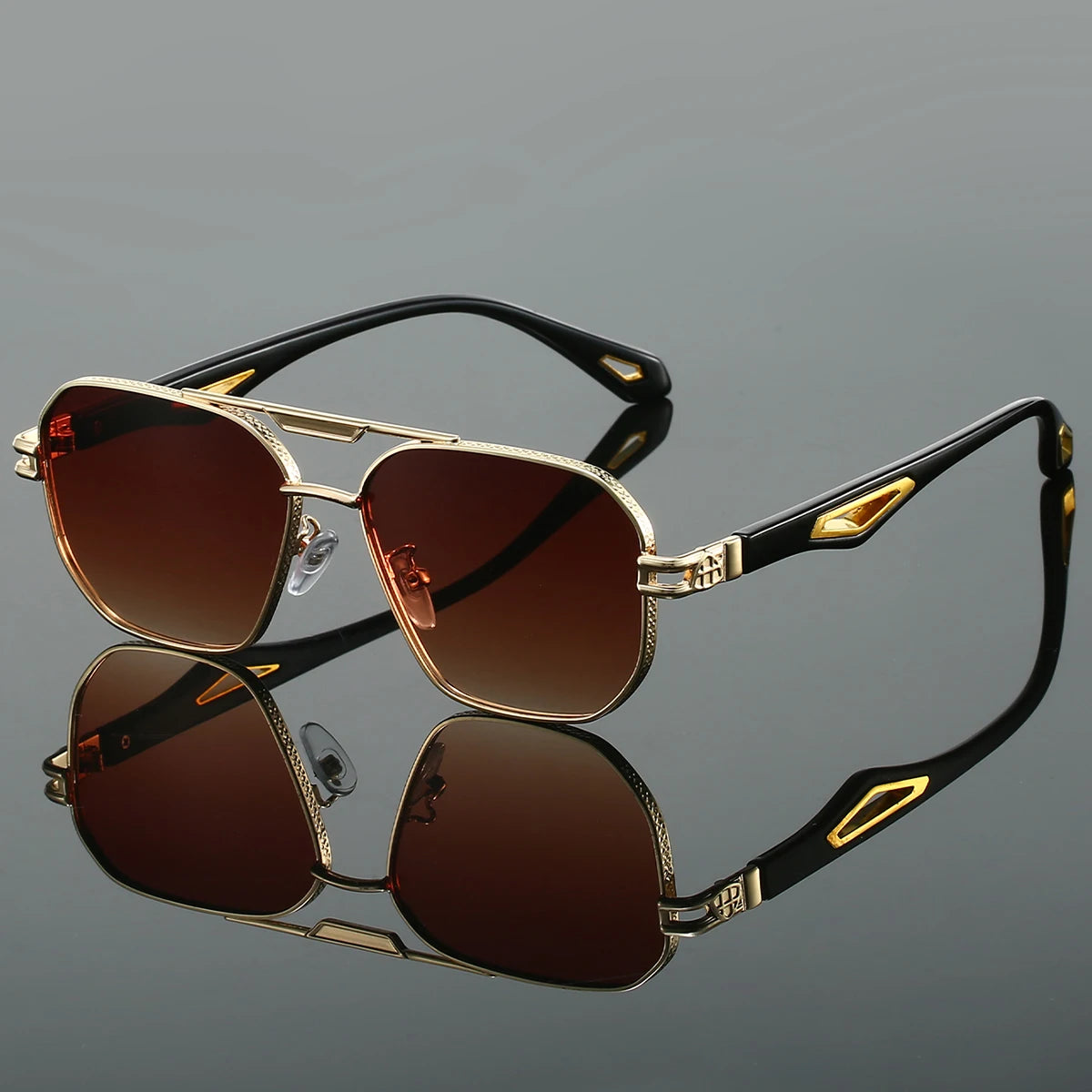 KAMMPT Vintage Square Sunglasses Men New Classic Double Bridge Gradient Shades Trendy Retro Brand Designer Outdoor Sun Glasses