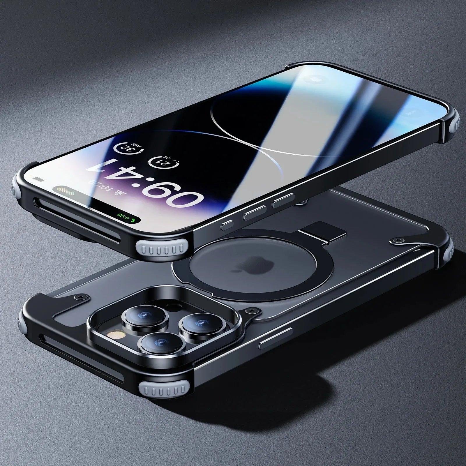 Eary for iPhone 13 Pro Phone Case with Magsafe Ring Kickstand Frameless Minimalist Bumper Shockproof Protector Phone Cover Shell
