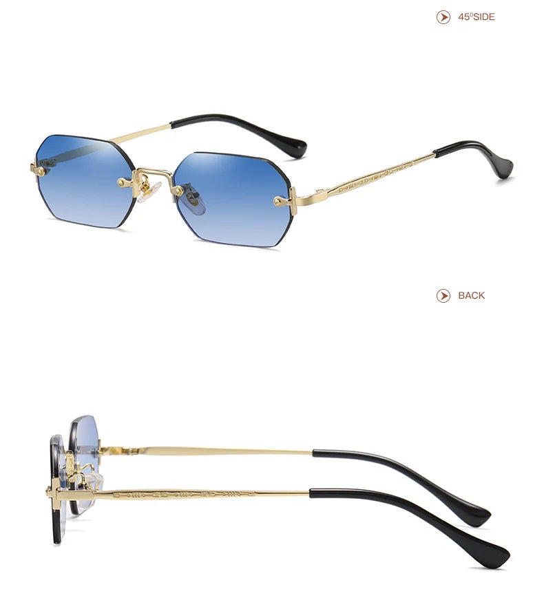 SHAUNA Gothic Rimless Sunglasses Retro Punk Gradient Shades UV400