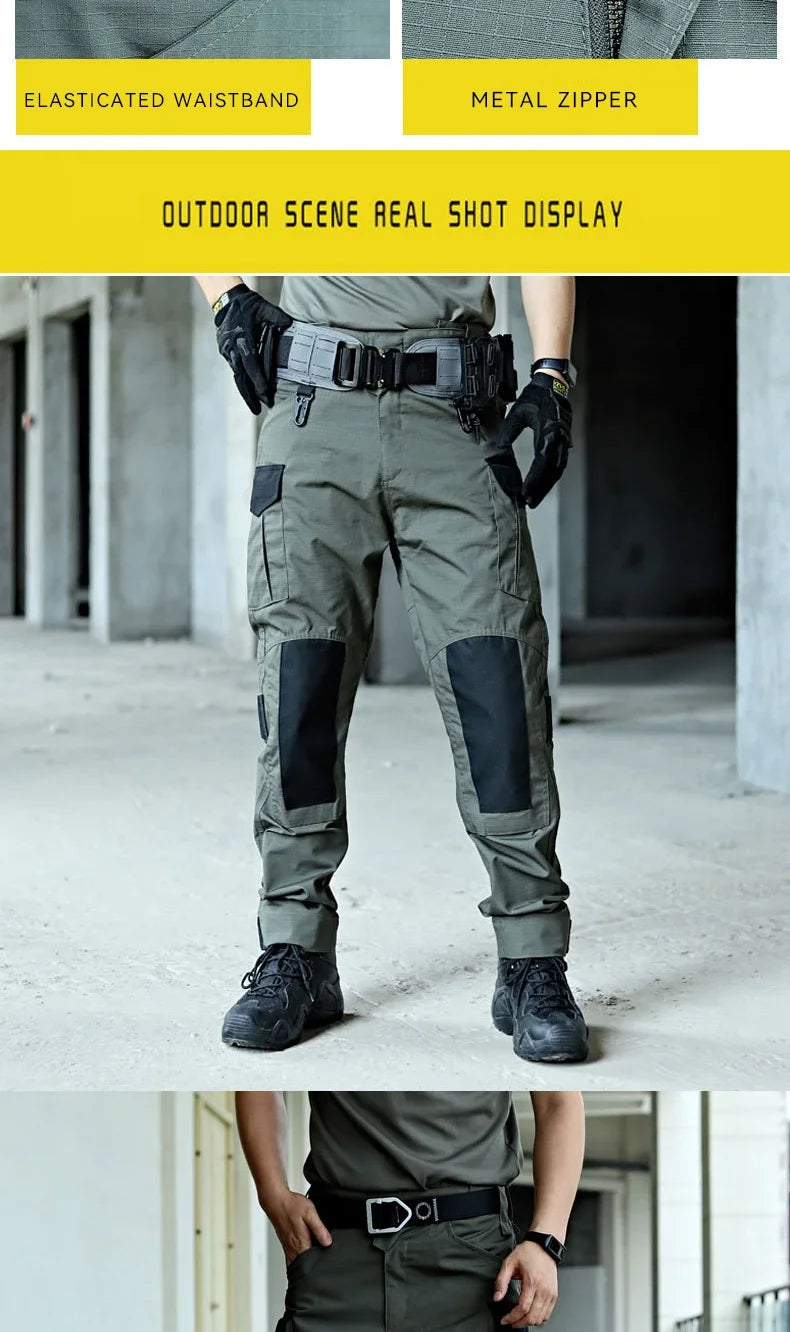 Military Tactical Cargo Pants Men Army Training Trousers Casual Multi Pockets Wear-Resistant Waterproof Pant Male Hiking Pants