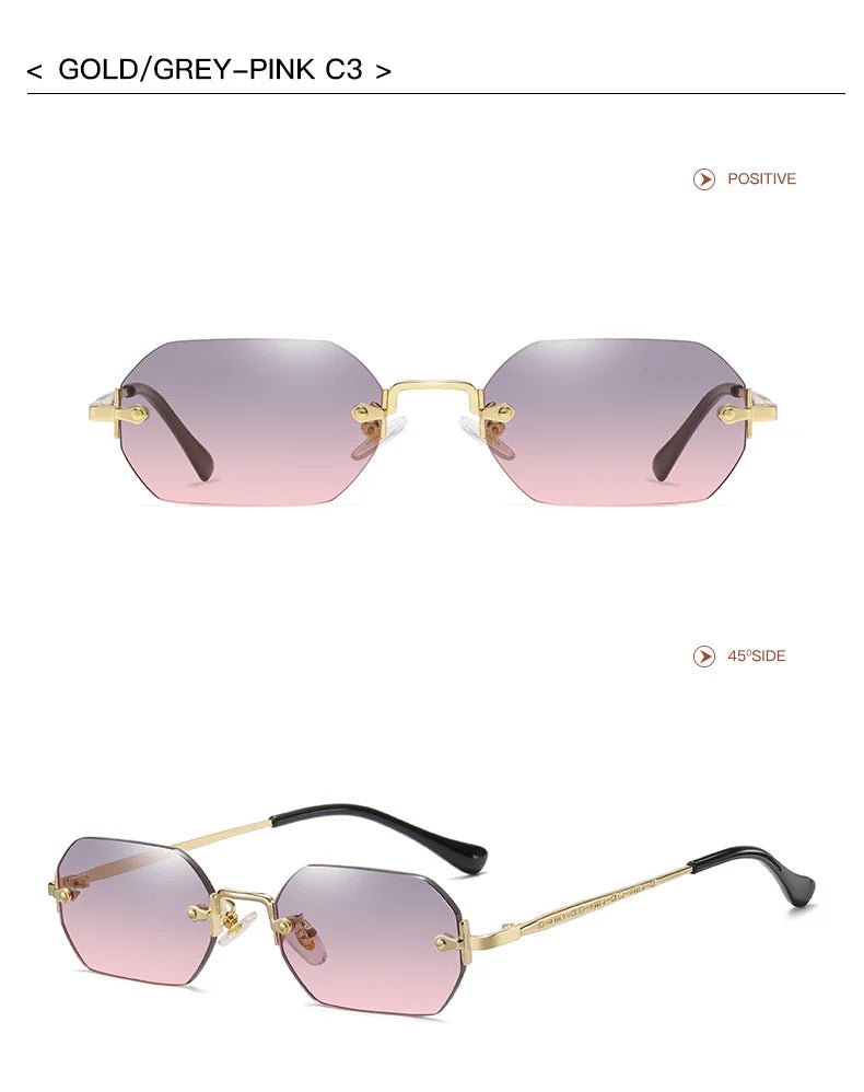 SHAUNA Gothic Rimless Sunglasses Retro Punk Gradient Shades UV400