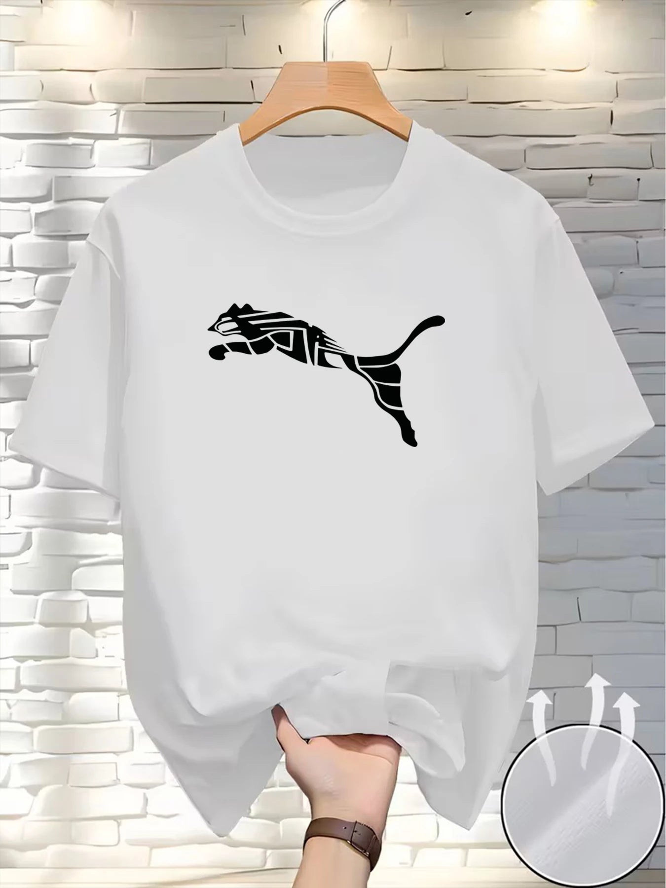 New Summer Luxury Men's Fashion Fox Leopard Print T-shirt Crewneck Casual Trend Y2K High-end High Quality Fitness Sports T-shirt