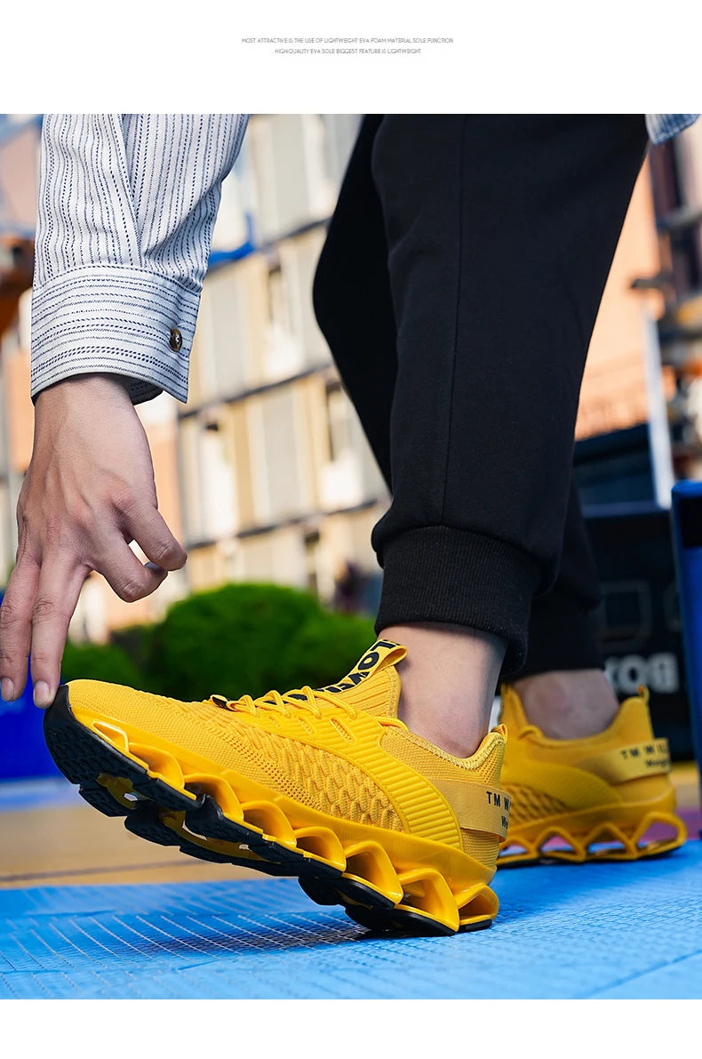 Men's Breathable Mesh Running Shoes Blade Sole Sneakers Lightweight Non-Slip Sports Shoes for Gym Walking Casual Wear