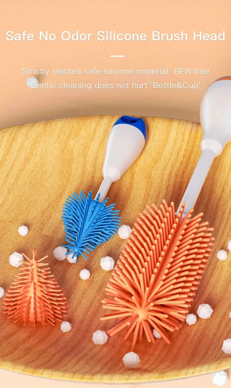 360° Silicone Baby Bottle Cleaning Brush Set 3-in-1 – Bottle, Pacifier & Straw Cleaner