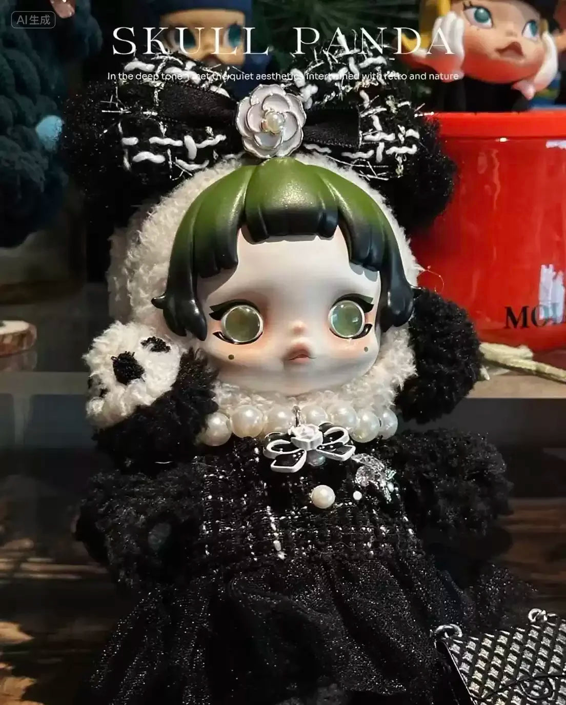 Skullpanda Chinese Style Panda Bear Doll Reusable Clothes Skins Traditional Artistic Design Collectible Plush Toys Hobbies