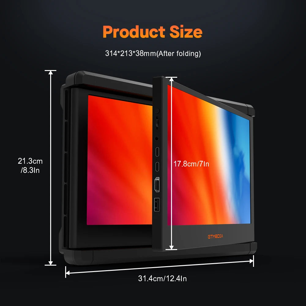 GTMEDIA MATE X 11.6 Inch Portable Monitor 1920*1080 IPS HD Triple Dual Extender Screen Full View Fold For 13.0-17.3 Inch Laptops