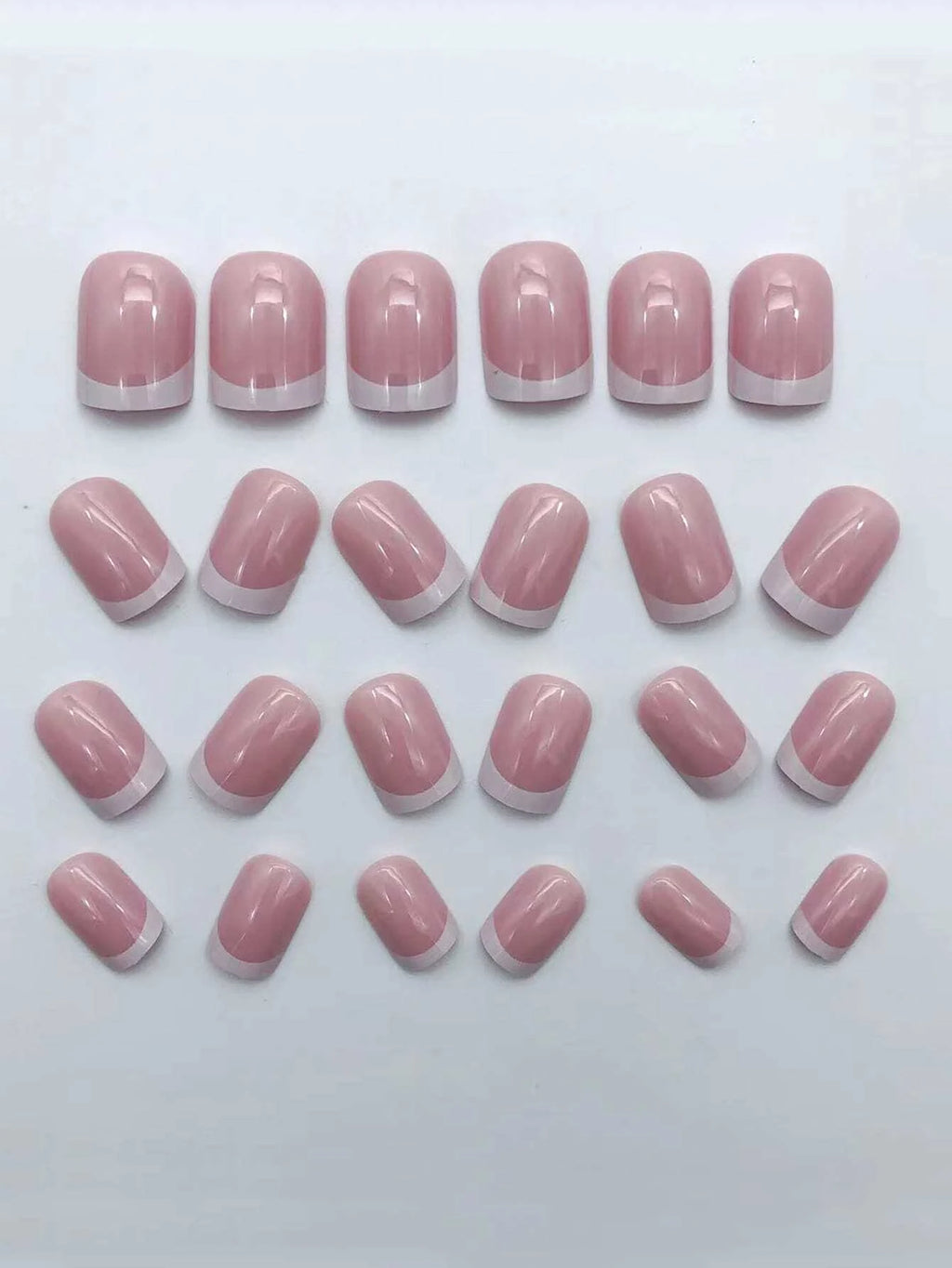 24pcs/set Short Square Fake Nails for Women Cute Bride Heart White French Tips Faux Ongles Y2k Press on False Nail Supplies