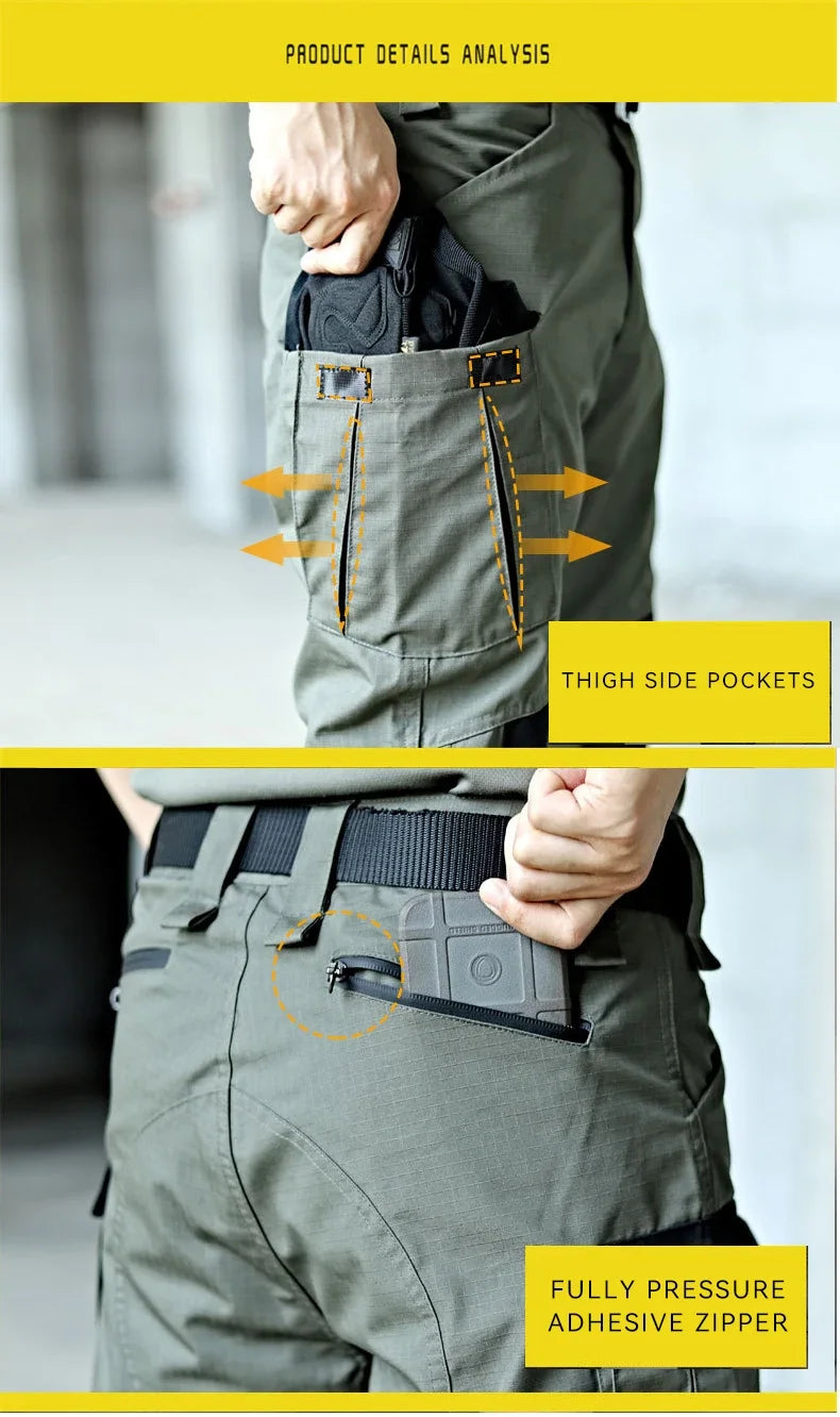 Military Tactical Cargo Pants Men Army Training Trousers Casual Multi Pockets Wear-Resistant Waterproof Pant Male Hiking Pants