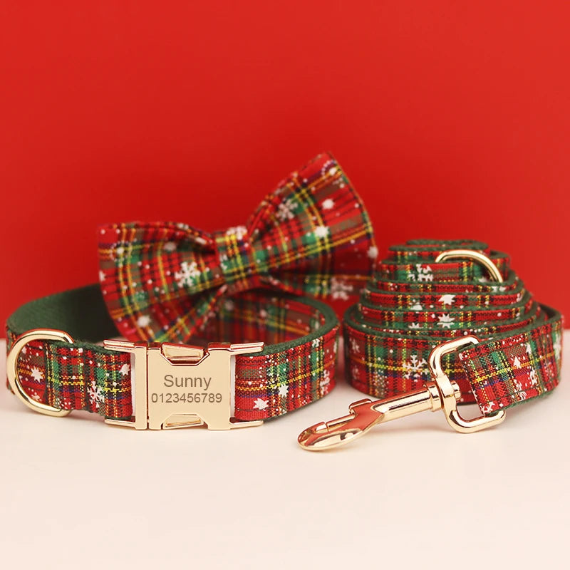 Pet dog collar Handmade knitted necklace Pet dog supplies Woven accessories Autumn Winter Christmas set