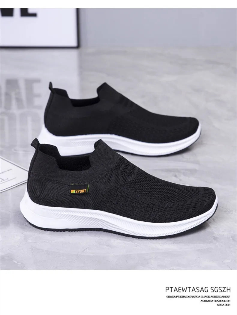Men Walking Shoes Knit Mesh Breathable Sneakers Lightweight Sneakers Slip-on Mens Casual Shoes Fashion Comfort