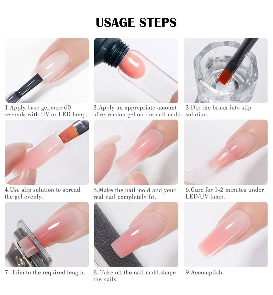Arte Clavo 2pcs/Set 15ml Jelly Nail Extension Gel Pink White Clear Quick Building UV LED Gel Nails Finger Extensions Nail Art