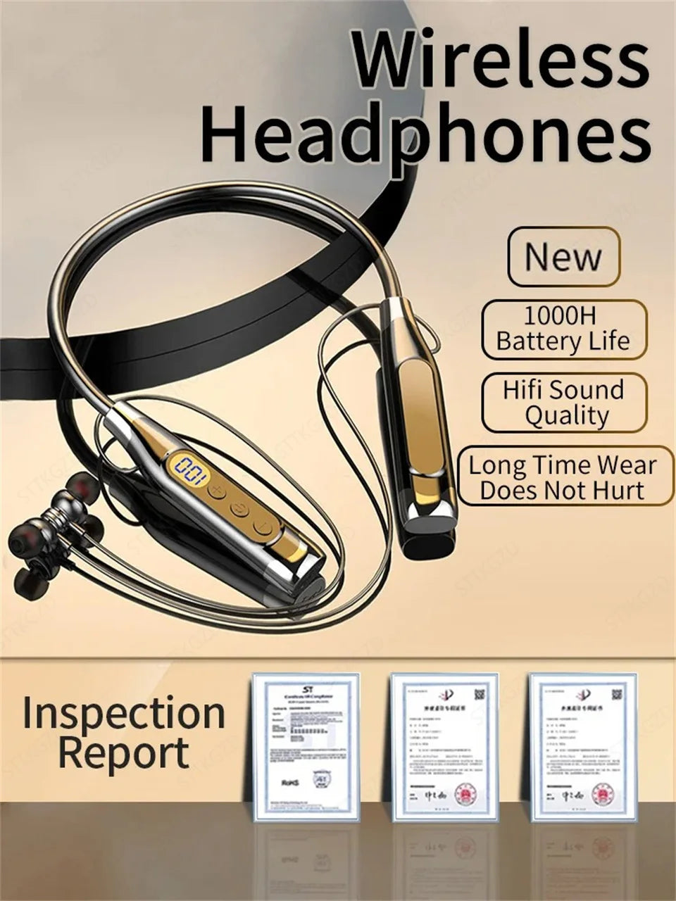 Wireless Headphones Neckband Bluetooth Earphone With Microphone  Long Battery Auriculares High Quality Headset Sport For TF Card