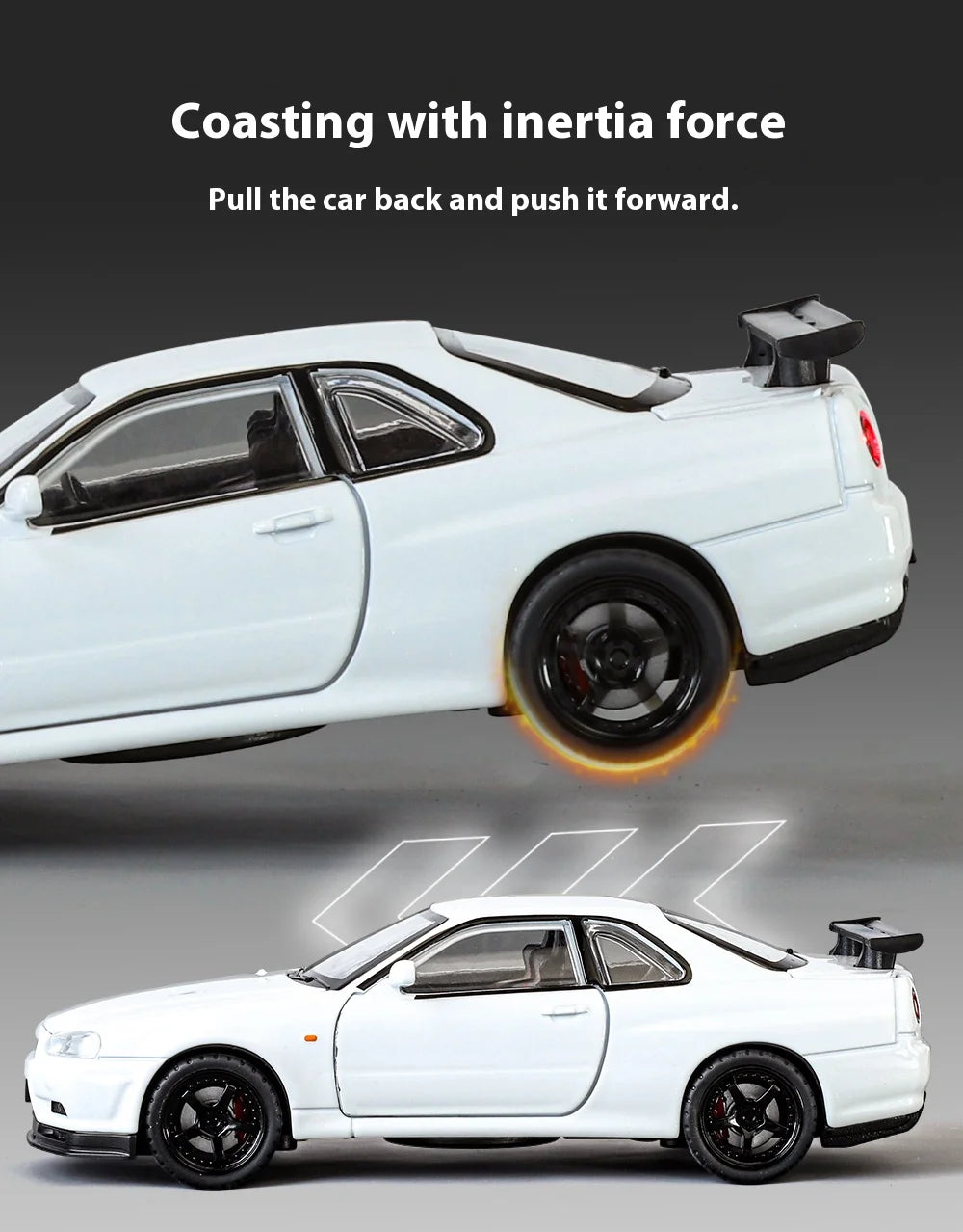 1:32 Nissan GTR R34 Skyline Street Car Version Supercar Diecast Model Car Alloy Metal Car Accessories Ornament Automobile Gifts