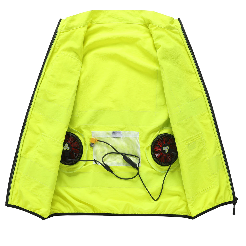 Summer Cooling Labor Protection Clothing, Breathable and Ventilated Fan Suit, Sanitation Reflective Vest, Heatstroke Prevention