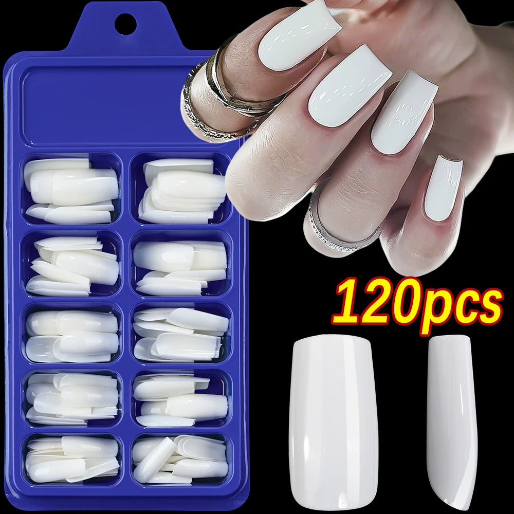 120Pcs Red Short Square Fake Nails Summer Glossy Full Cover Press on Nailtip Acrylic False Fingertip for Women Mother's Day Gift