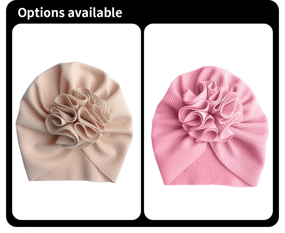 Cute Flower Baby Turban Hat Soft Baby Girl Headwrap Beanie Hat For Newborn Infant Toddler Headwear Headband
