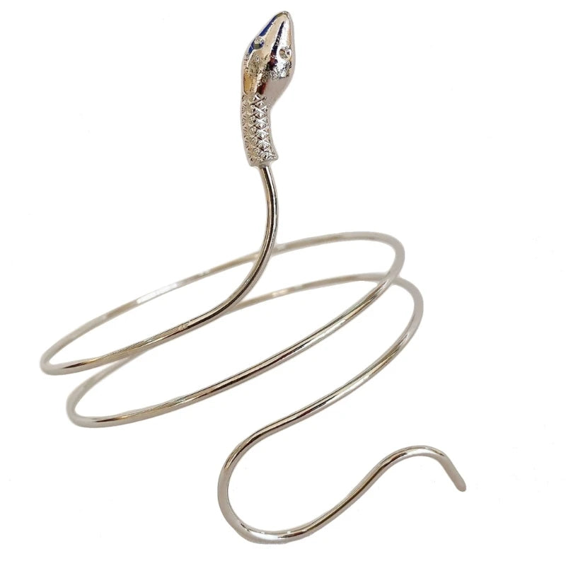 Alloy Spiral Armband Swirl Upper Arm Cuff Armlet Bangle Bracelet Egyptian Costume Accessory for Women Gold Silver Color