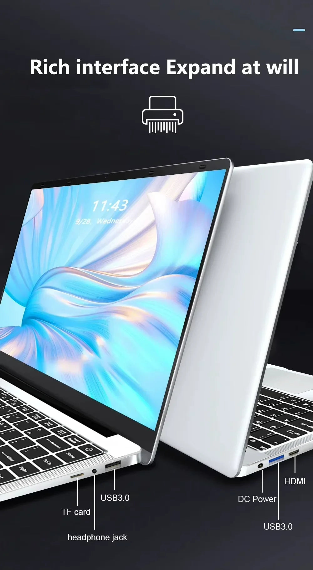 2026 Office Laptop Windows 11 intel core i7 8650U intel Atom x7 A3950 14.1 inch Notebook Computer PC 1920*1080P 12GB RAM 2TB SSD