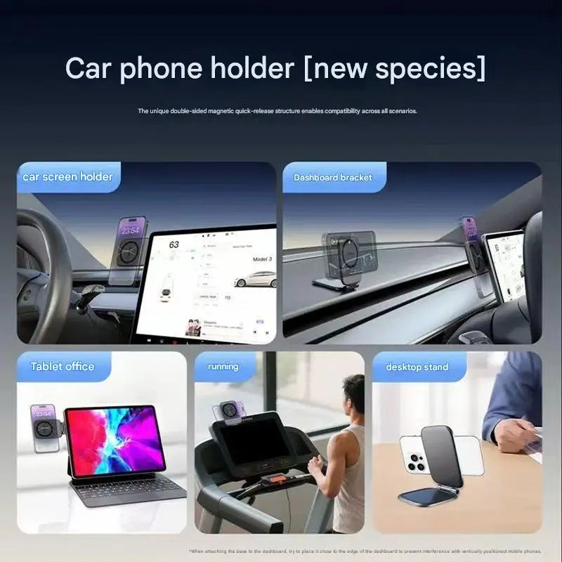 Ultra-thin magnetic phone holder with strong magnetic attraction, does not obstruct the view, foldable design, car phone holder