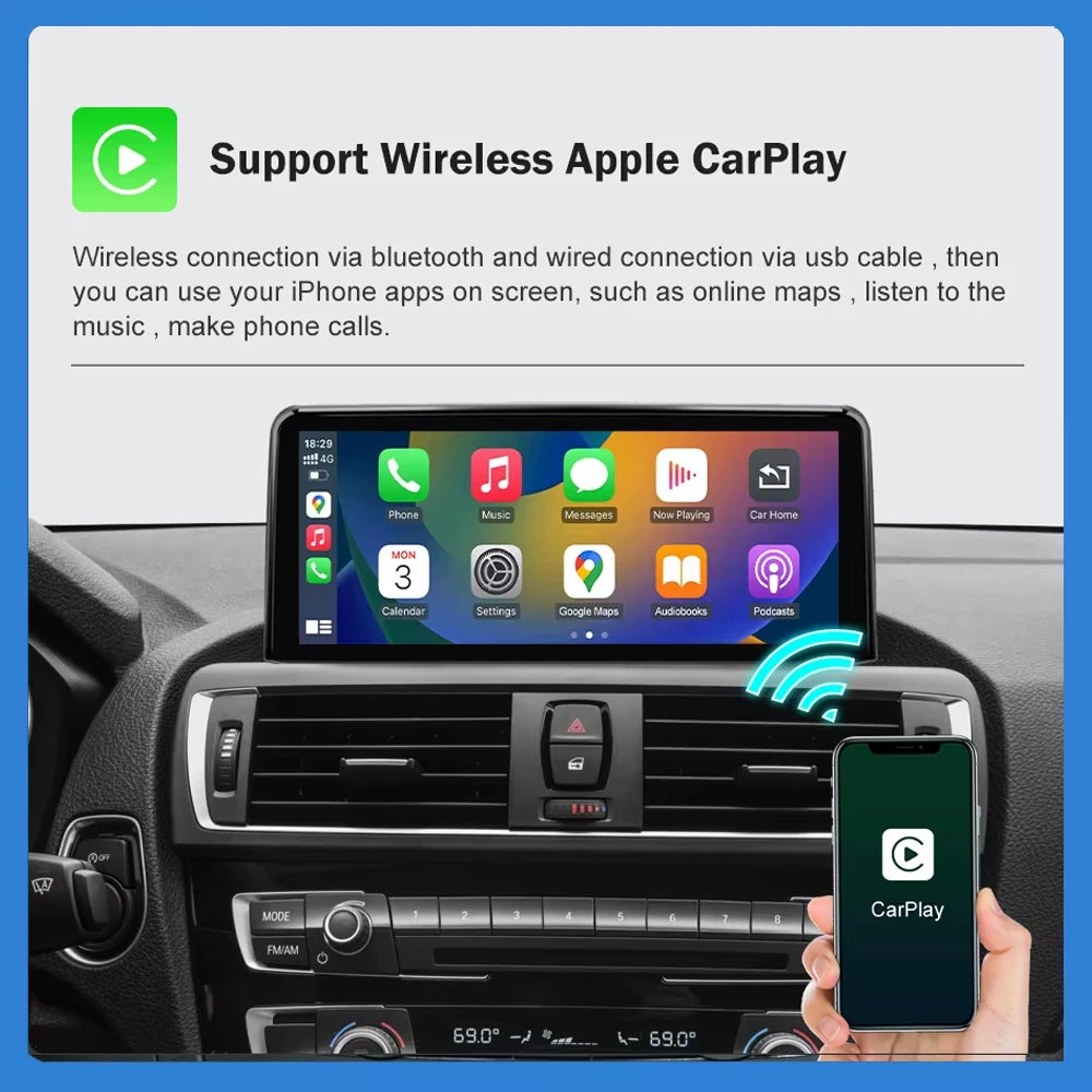 AUTOTOP 10.25â€1920*720 Wireless Carplay Android Auto Car multimedia player for F20 F21 F22 F30 F31 F32 F33 F34 F36 NBT 2013-2017