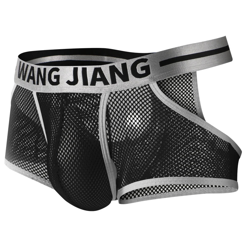 3PCS/2PCS/1PCS Men Mesh Hole Underwear Man Boxers Short Underpants Plus Size Transparent Panties