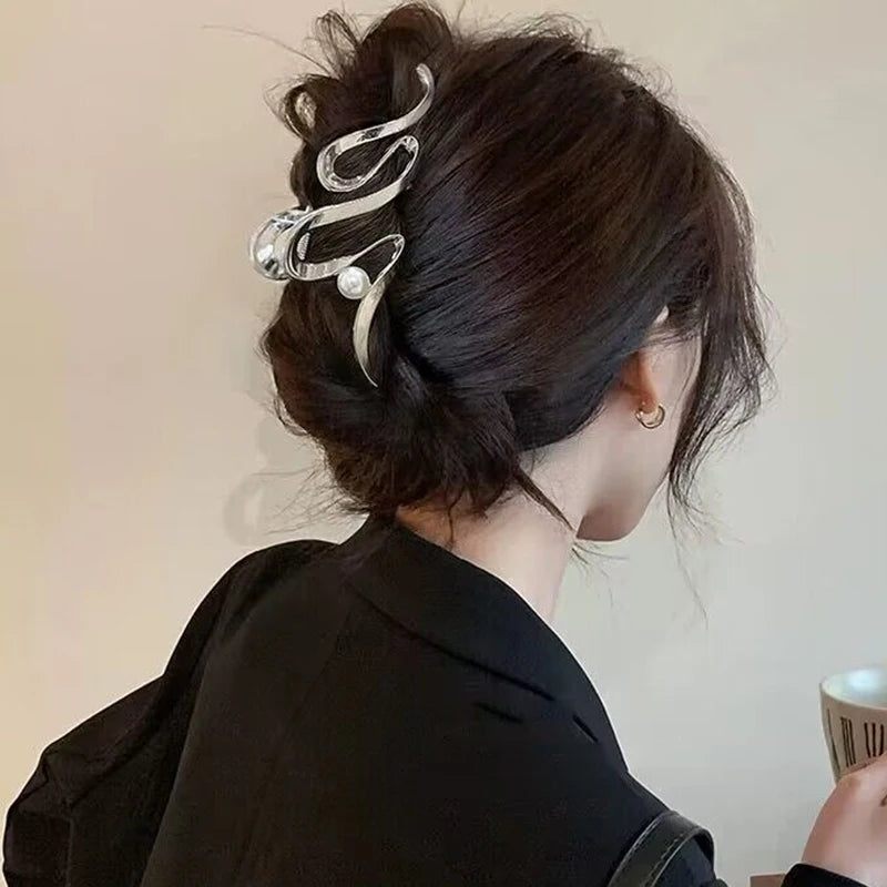 New Women Elegant Geometric Bow Hair Claws Vintage Simple Hair Clip Grab Large Metal Hairpins Barrettes Fashion Hair Accessories