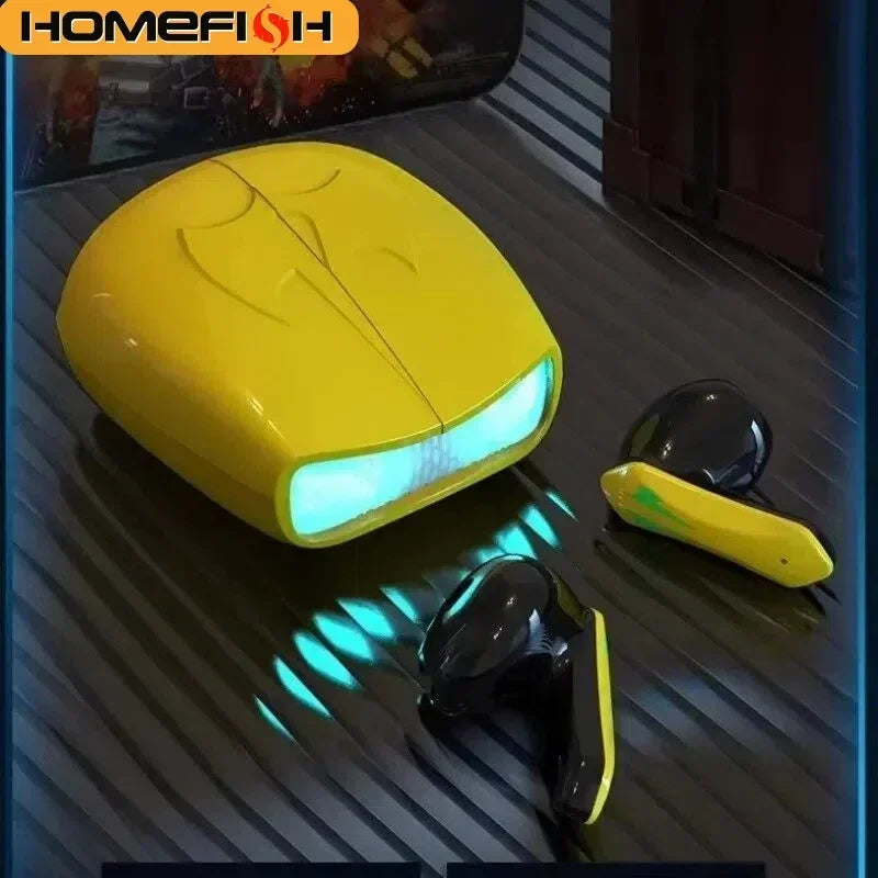 HOMEFISH  Wireless Earbuds BT 5.2 Low Latency, Waterproof with Cool LED Lights, 5H Playtime for E-Sports & Music