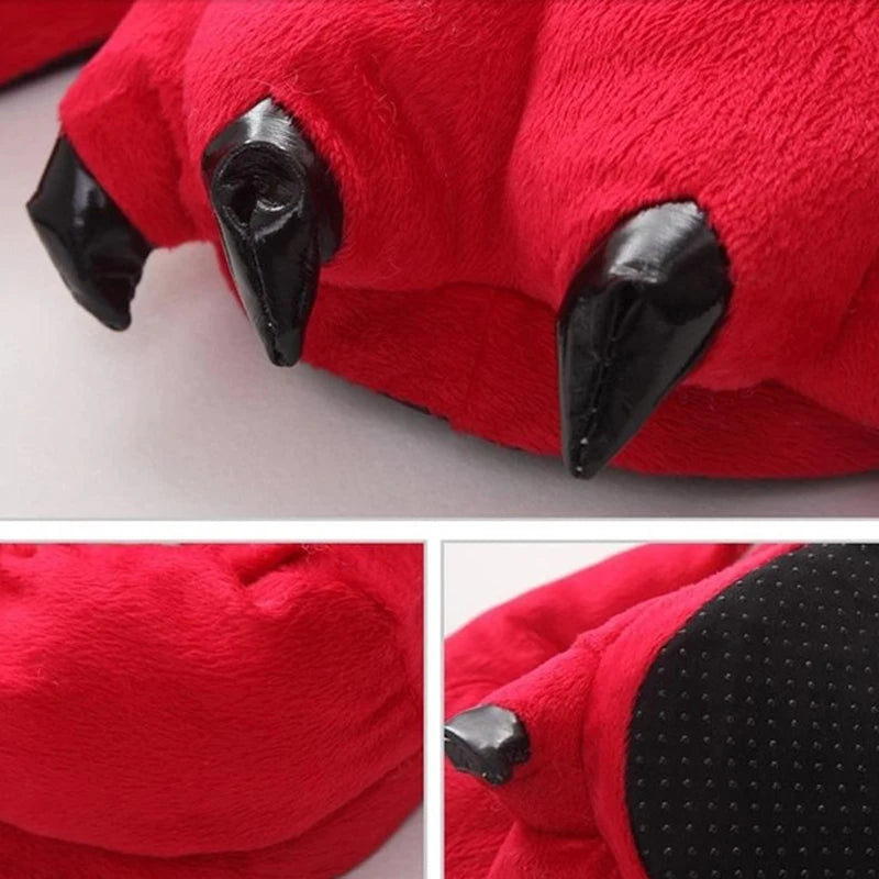 2025 Winter Warm Soft Indoor Floor Slippers Women Men Shoes Paw Funny Animal Christmas Monster Dinosaur Claw Plush Home