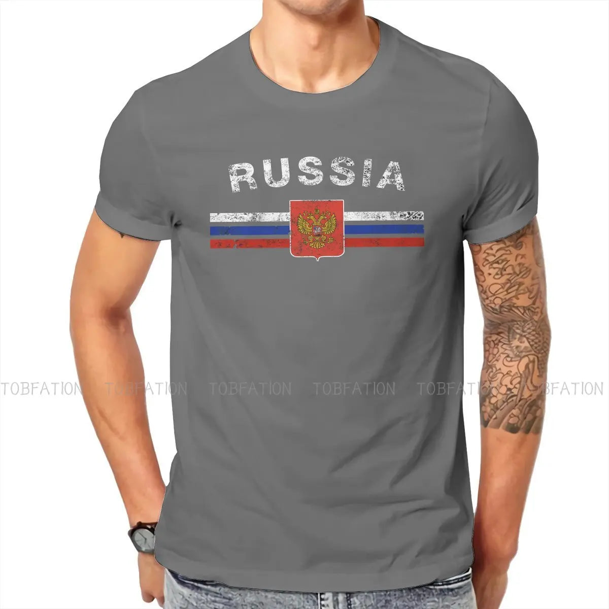 Russian Emblem Russia Flag T Shirt Classic Graphic High Quality Tshirt Loose Crewneck Short Sleeve