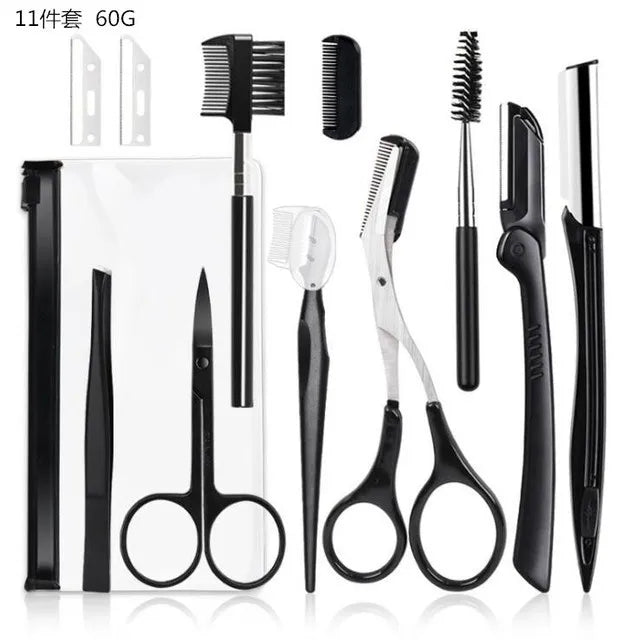 2-17 PCS Eyebrow Trimmer Set Eyebrow Razor Scraping Eyebrow Comb Razor Eyebrow Clip Scissors Tweezers Makeup Tools Sets