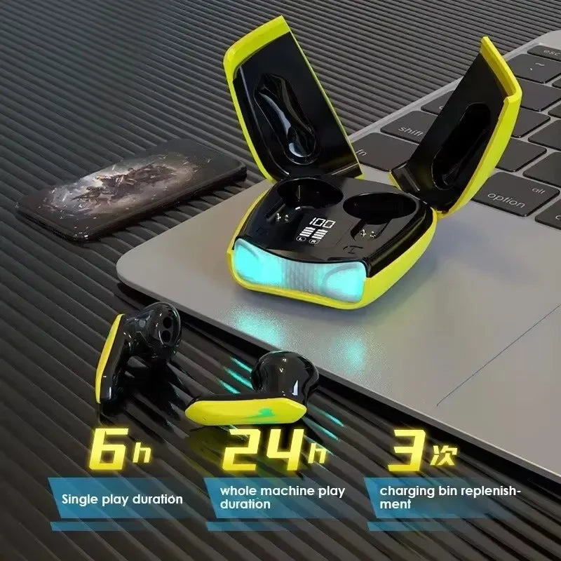 HOMEFISH  Wireless Earbuds BT 5.2 Low Latency, Waterproof with Cool LED Lights, 5H Playtime for E-Sports & Music