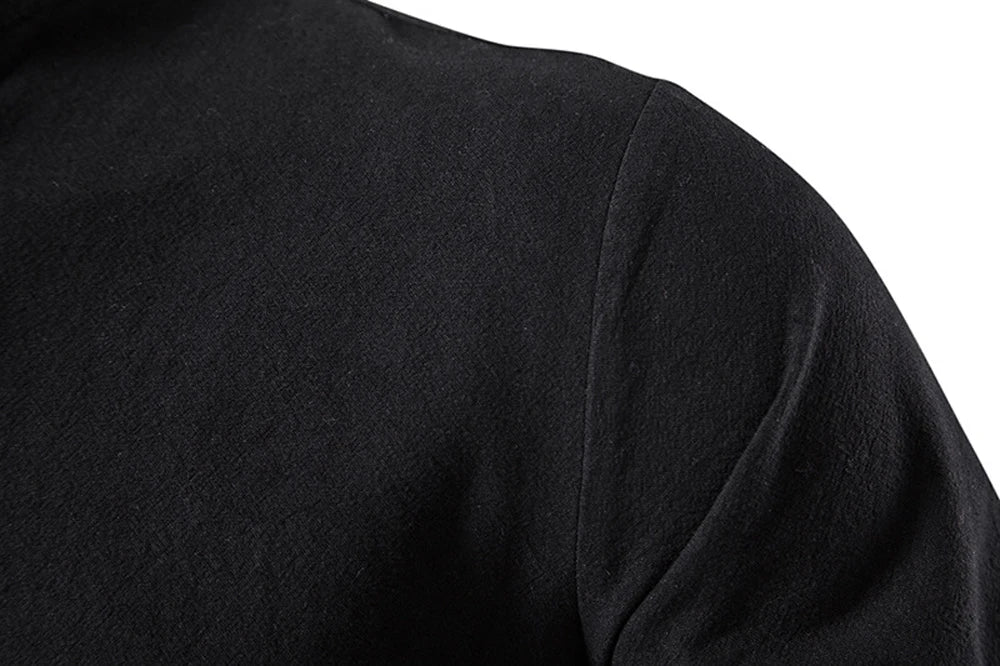 New Men's Casual Blouse Cotton Linen Shirt Tops Long Sleeve Tee Shirt Spring Autumn Slanted Placket Vintage Yoga Shirts
