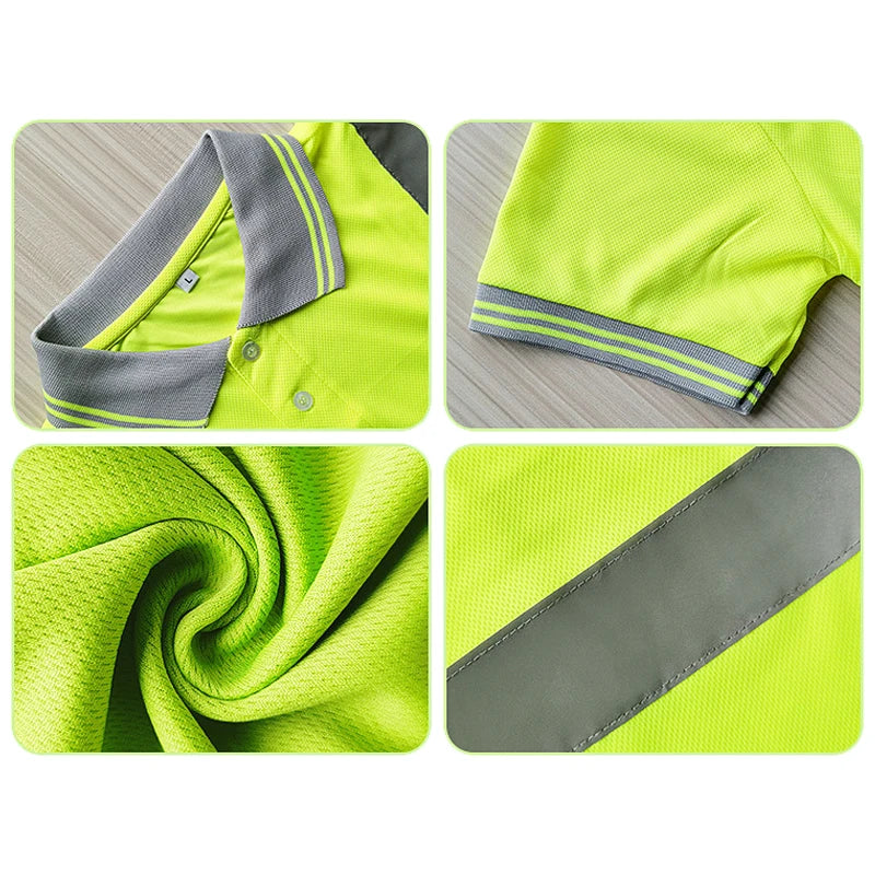 Custom LOGO T-Shirt Safety Vest for Men Work Vest Fluorescent Yellow Workwear Vest Construction Workwear T-Shirt